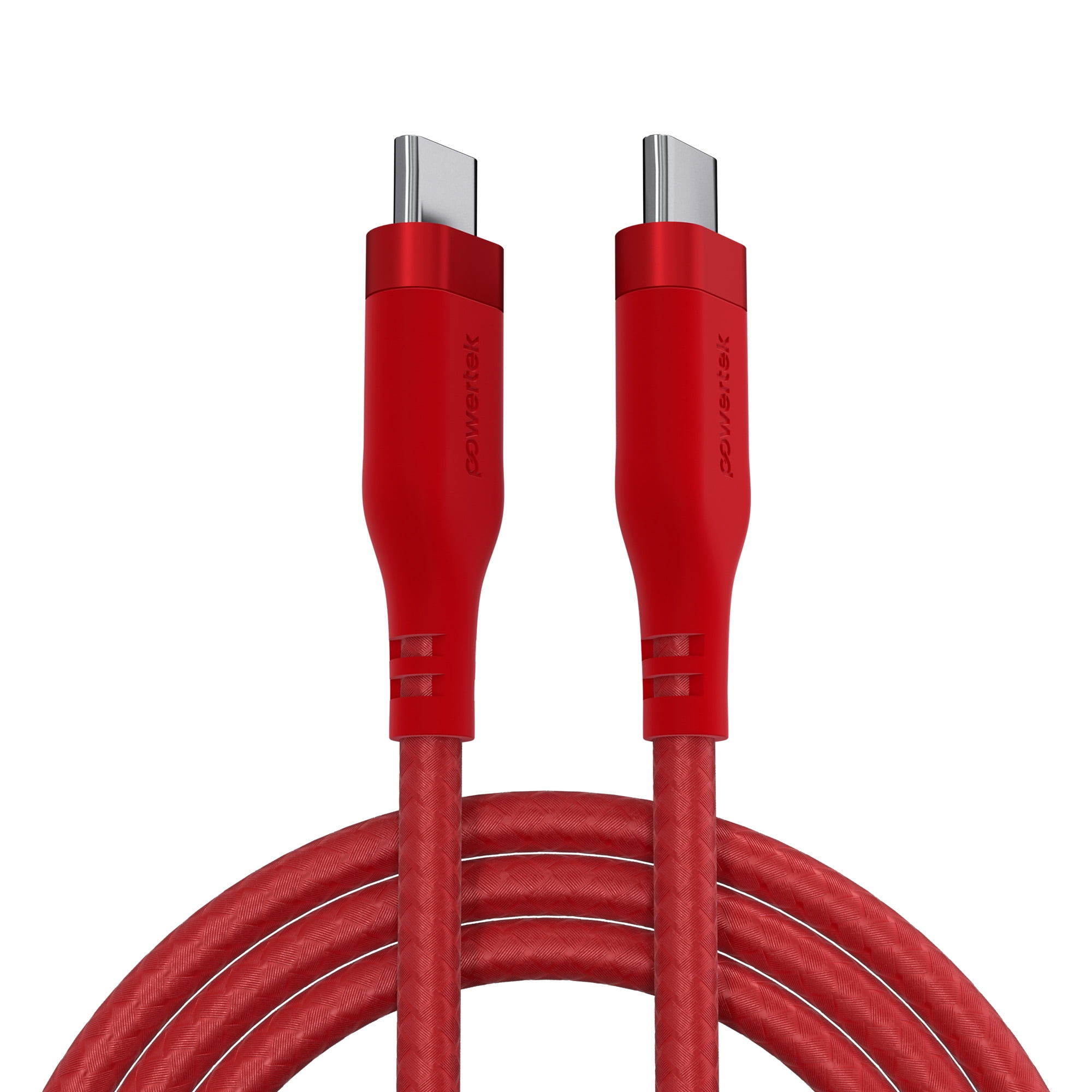 Powertek USB-C to USB-C Fast Charging Cable, 60W, 6 ft, Carbon Design Texture, Red