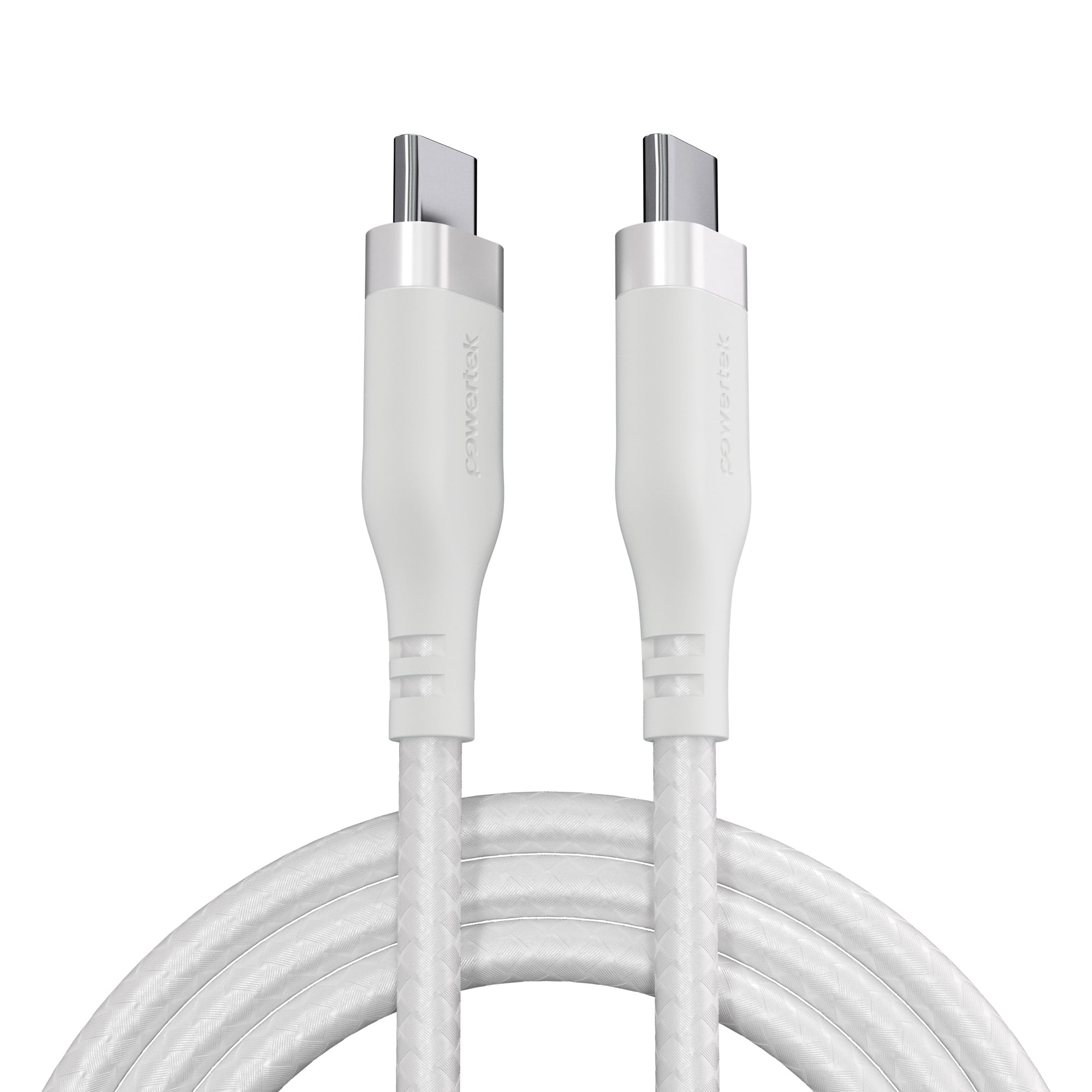 Powertek USB-C to USB-C Fast Charging Cable, 60W, 6 ft, Carbon Design Texture, White