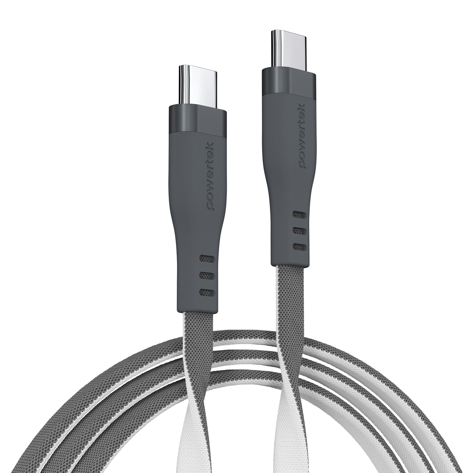 Powertek USB-C to USB-C Two-Tone Pastel Fast Charge Cable, 6 ft, Grey