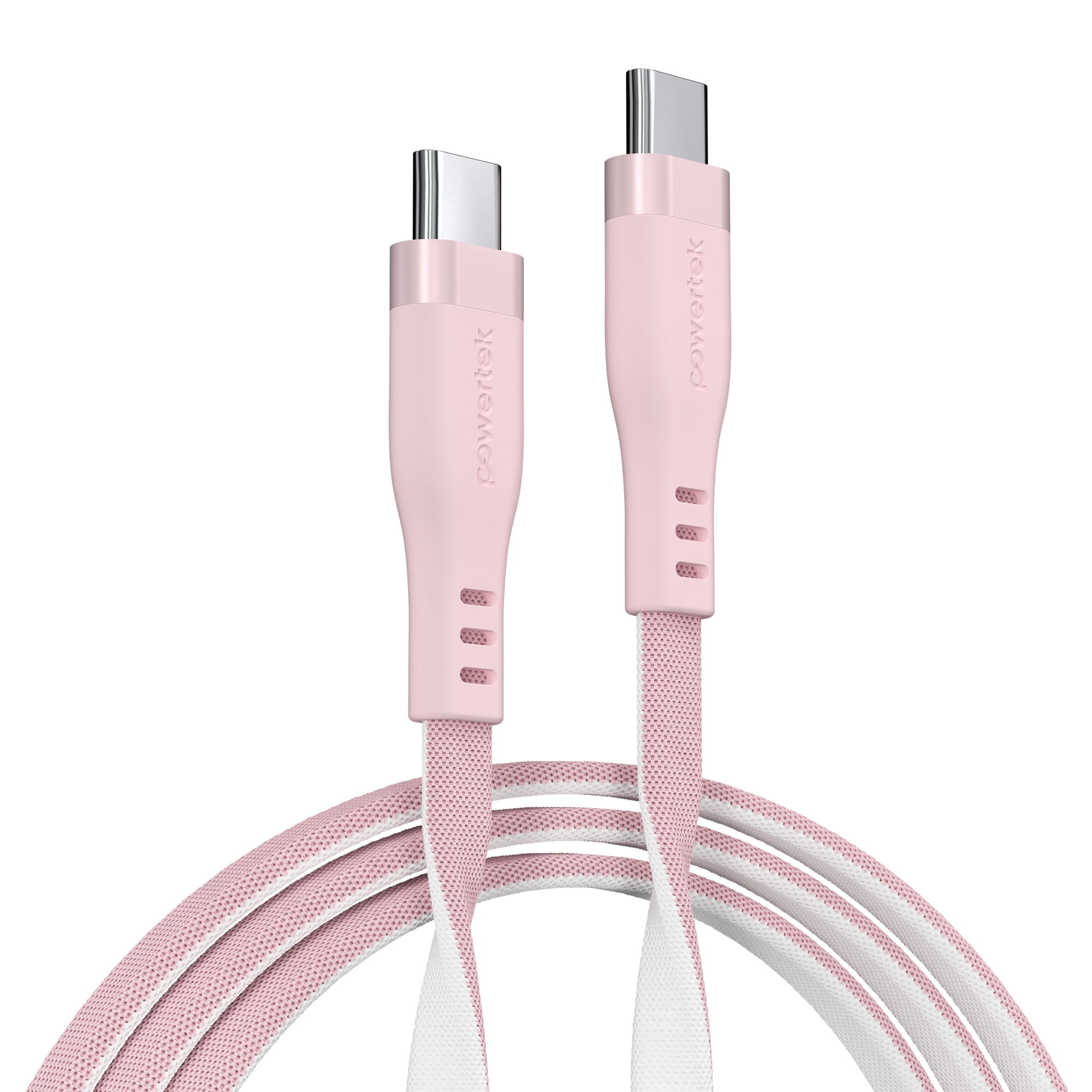 Powertek USB-C to USB-C Two-Tone Pastel Fast Charge Cable, 6 ft, Pink