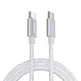 thumbnail image 1 of Powertek USB-C to USB-C Cable, Fast Charging Type-C Charger Cord, Durable Tangle-Resistant Sync Cable, White Glitter, 6FT, 1 of 7