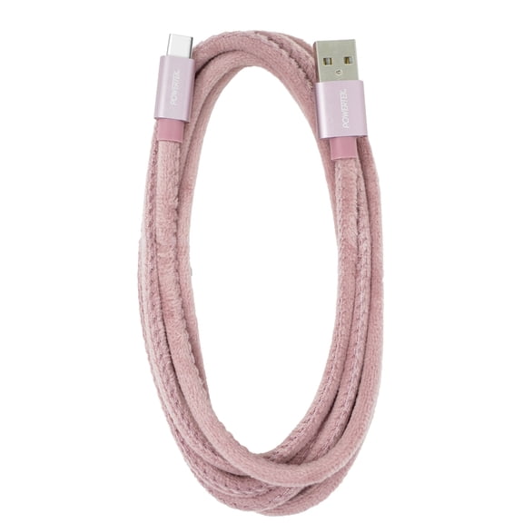 Liquipel Powertek Velvet Type-C Fast Charger Cable, 6ft USB-C for Galaxy, Note, Tab, MacBook - Pink