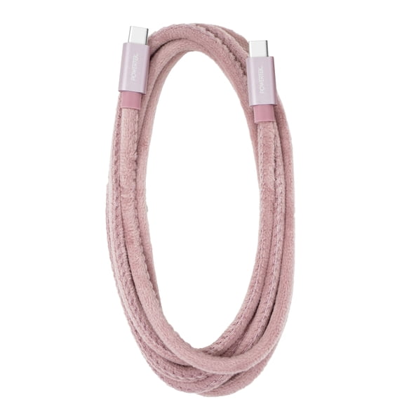 Liquipel Powertek Velvet USB C to USB C Fast Charger Cable, 6ft for Galaxy, Note, Tab, MacBook - Pink