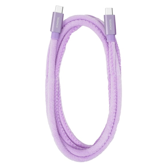 Liquipel Powertek Velvet USB C to USB C Fast Charger Cable, 6ft for Galaxy, Note, Tab, MacBook - Purple