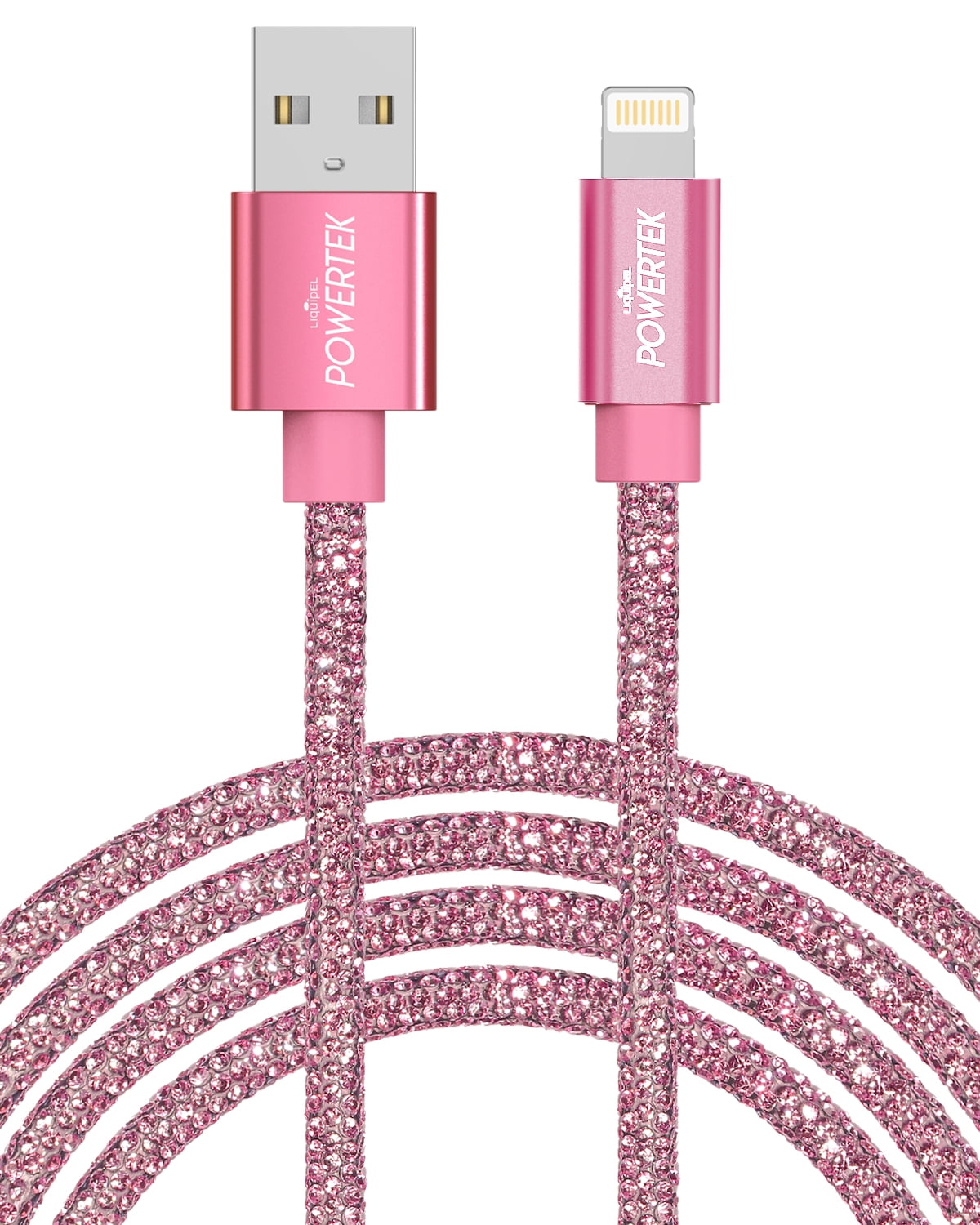 Liquipel Powertek iPad & iPhone Charger Cable, Fast Charging 6ft MFI  Certified Lightning to USB Cord, Diamond Shine Pink 