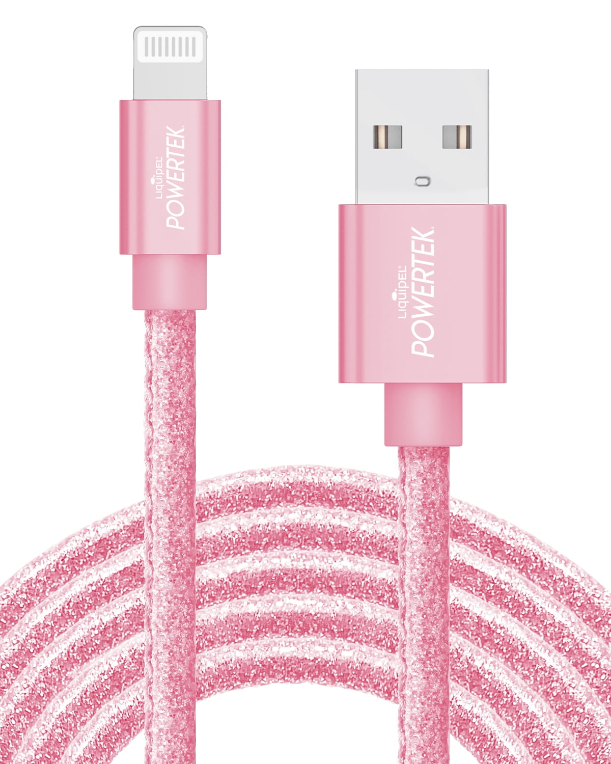 Liquipel Powertek iPad & iPhone Charger Cable, Fast Charging 6ft MFI  Certified Lightning to USB Cord, Pastel Glitter Pink 
