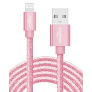Liquipel Powertek iPad & iPhone Charger Cable, Fast Charging 6ft MFI Certified Lightning to USB Cord, Pastel Glitter Pink