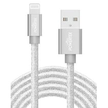 Liquipel Powertek iPad & iPhone Charger Cable, Fast Charging 6ft MFI Certified Lightning to USB Cord, Pastel Glitter White