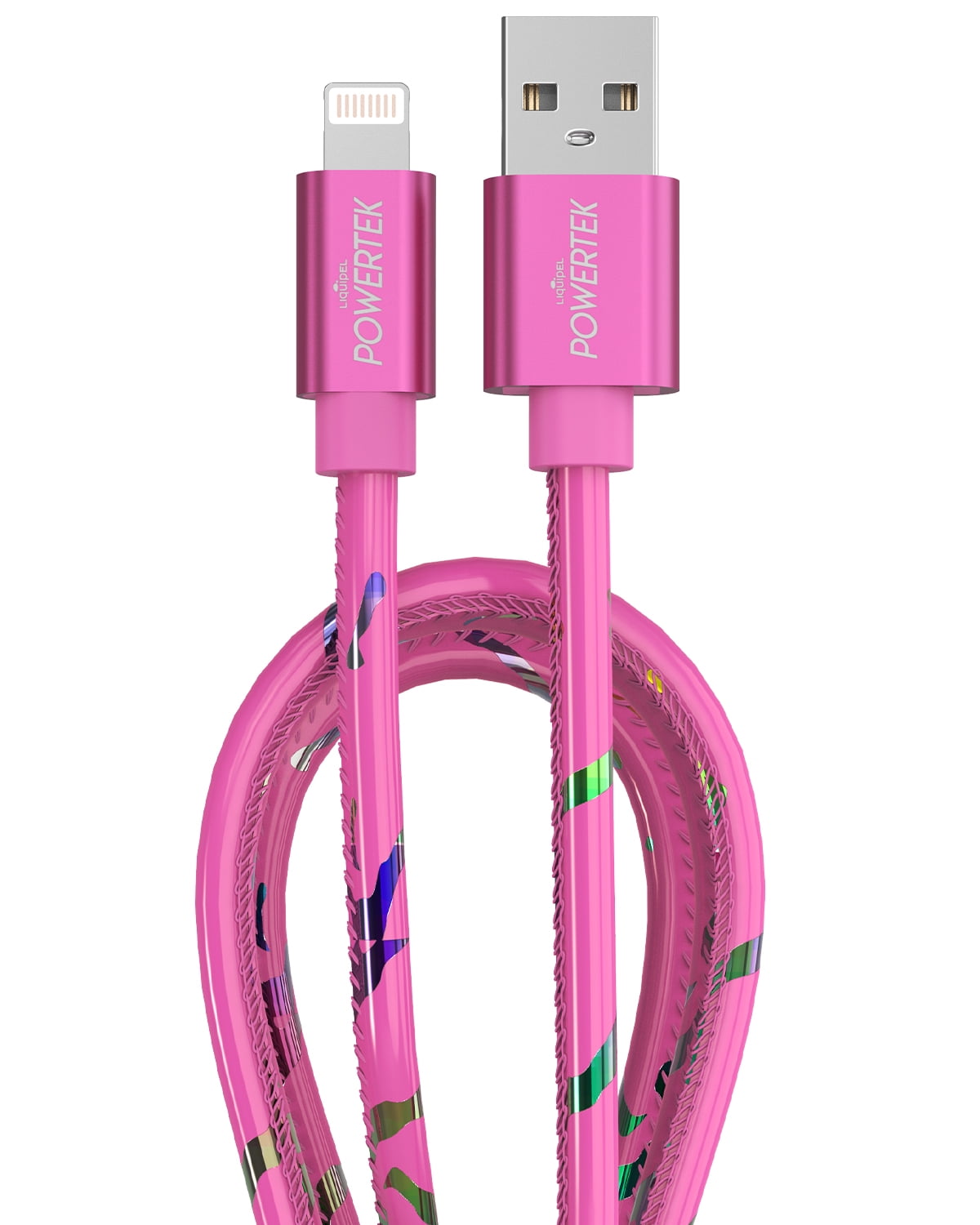 Liquipel Powertek iPad & iPhone Lightning Charger Cable, Fast Charging 6ft MFI, Neon Party