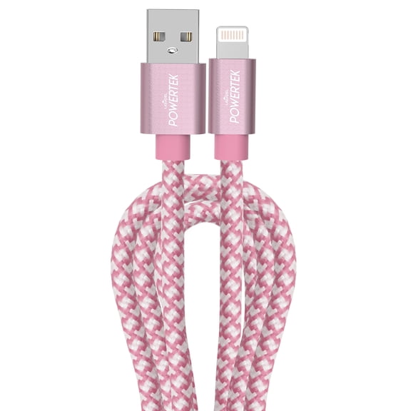 Liquipel Powertek iPad & iPhone Lightning Charger Cable, Fast Charging 6ft MFI, Pastel Braided