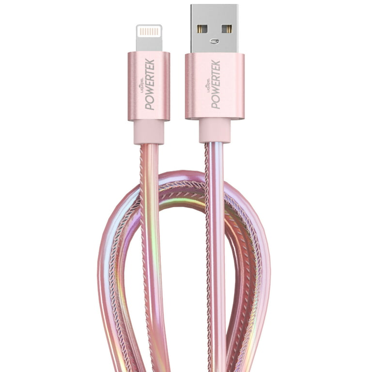 Liquipel Powertek iPhone Charger Cable [MFI Certified], Fast Charging 6ft  Lightning to USB Cord Adapter, Compatible for iPad, Metallic Shine Light  Pink 