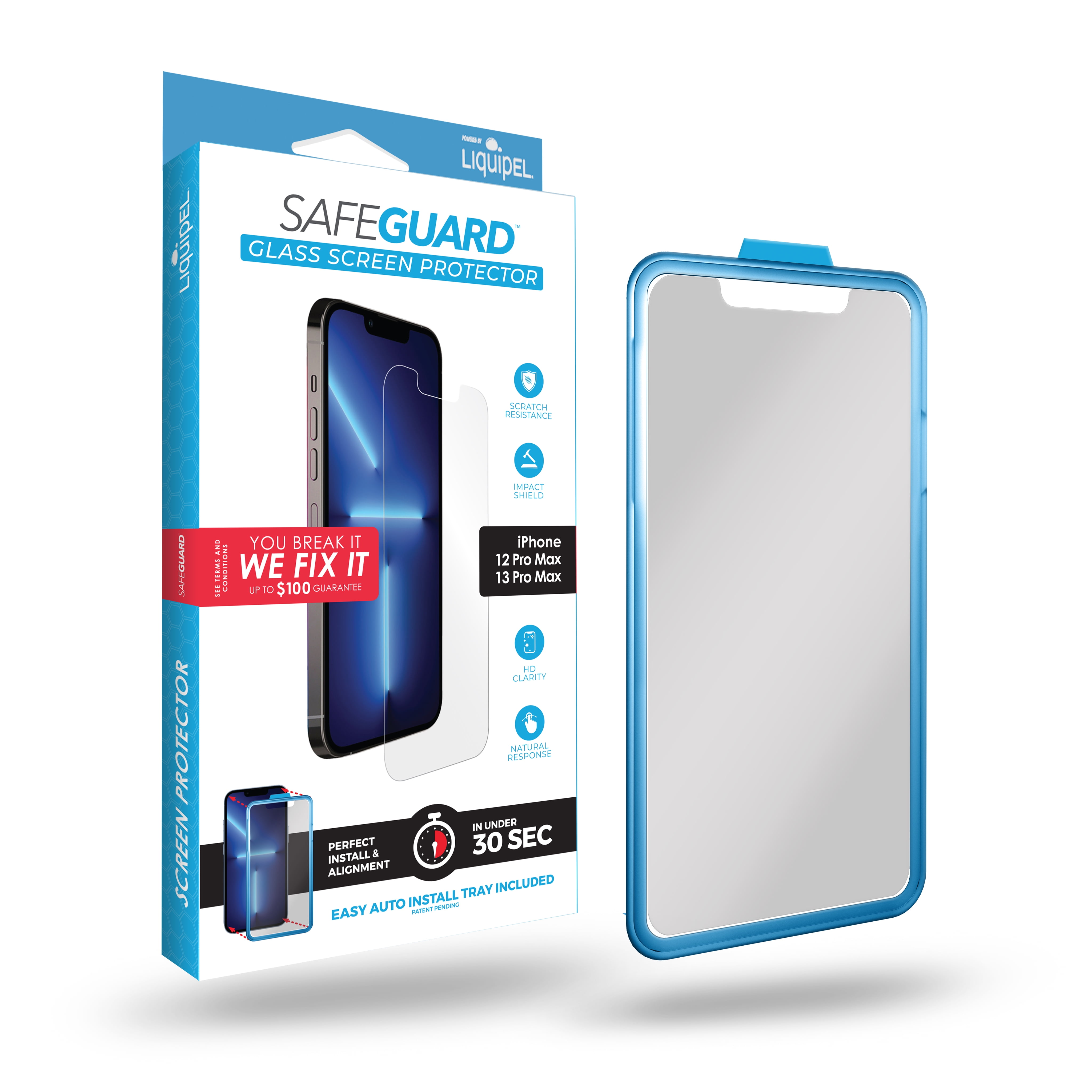 Liquipel Safeguard Glass Screen Protection iPhone 13 Pro Max and 12