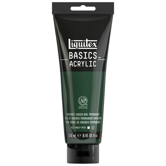 Liquitex BASICS Acrylic Color, 250ml, Hooker'S Green Hue Permanent