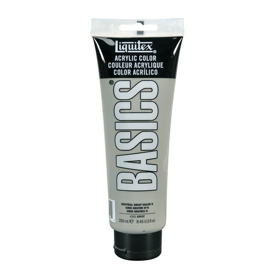 Liquitex BASICS Acrylic Color, 250ml Tube, Neutral Gray 5