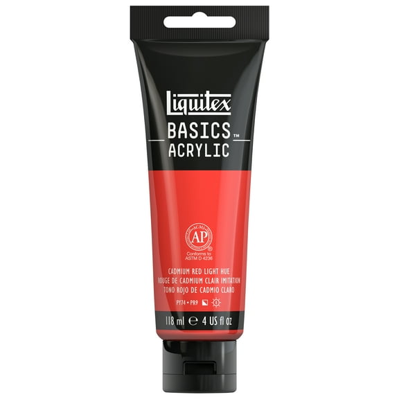 Liquitex BASICS Acrylic Color, 4 oz. Tube, Cadmium Red Light