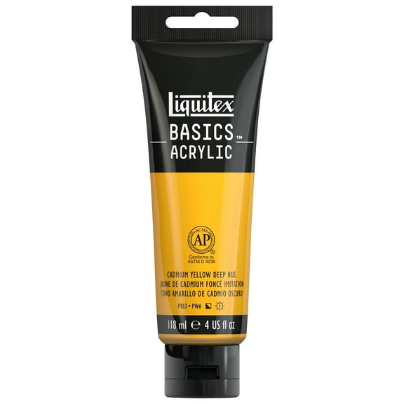 Liquitex BASICS Acrylic Color, 4 oz. Tube, Cadmium Yellow Deep Hue