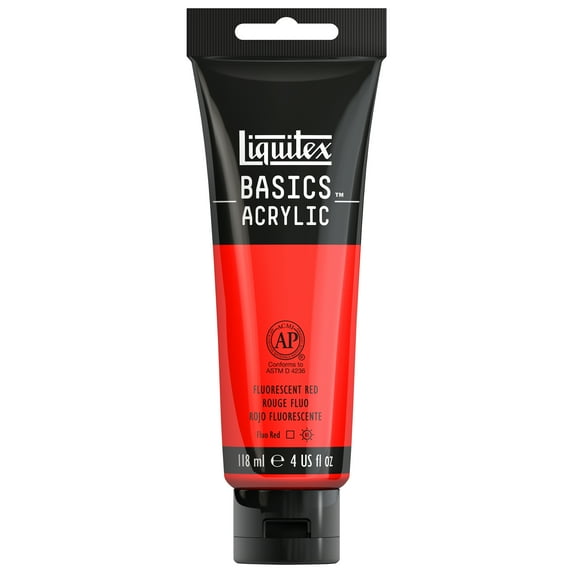 Liquitex BASICS Acrylic Color, 4 oz. Tube, Fluorescent Red