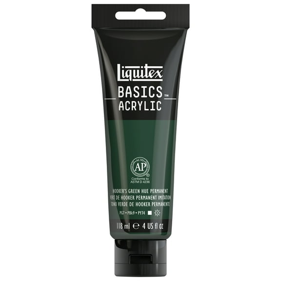 Liquitex BASICS Acrylic Color, 4 oz. Tube, Hooker's Green Hue Permanent