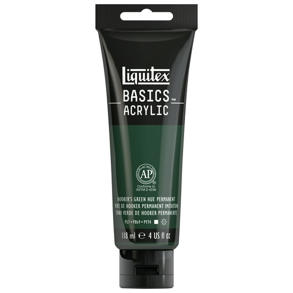 Liquitex BASICS Acrylic Color, 4 oz. Tube, Hooker's Green Hue Permanent