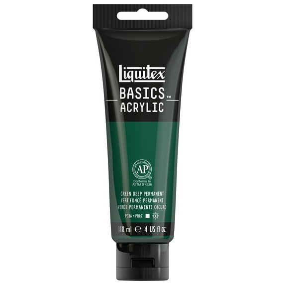 Liquitex BASICS Acrylic Color, 4 oz. Tube, Permanent Green Deep