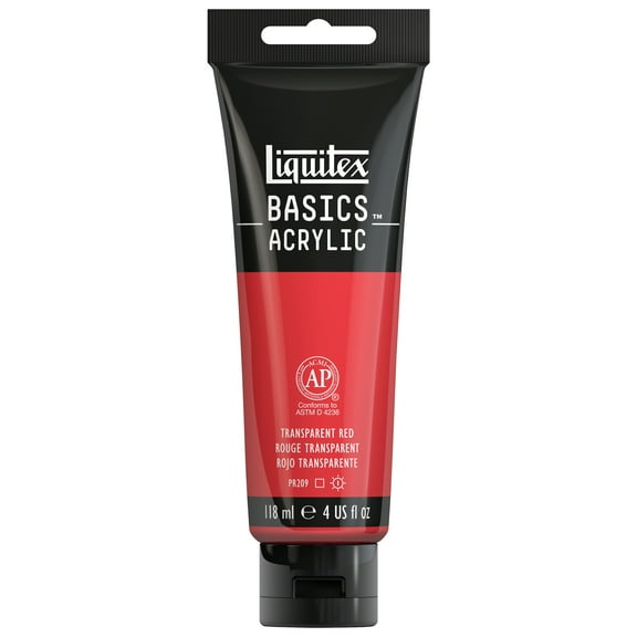 Liquitex BASICS Acrylic Color, 4 oz. Tube, Transparent Red