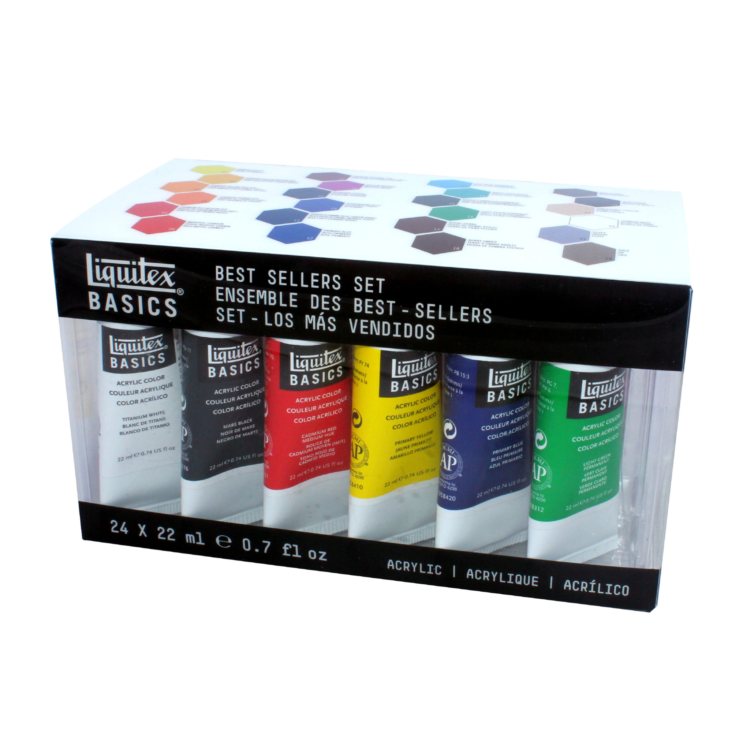 Liquitex BASICS Acrylic Paint 22ml 6/Pkg-Metallic & Iridescent -  887452030997
