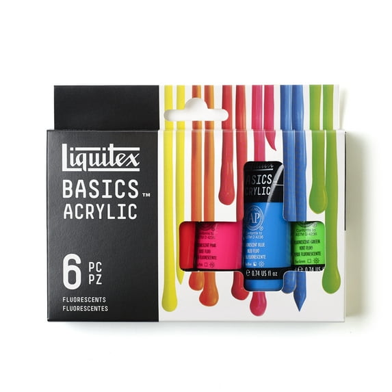 Liquitex BASICS Acrylic Color Set, 6-Colors, Fluorescent