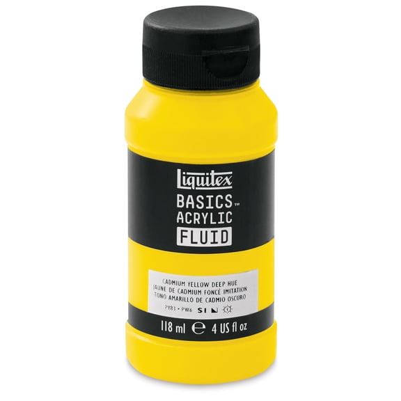 Liquitex Basics Acrylic Fluid Paint - Cadmium Yellow Deep Hue, 118 ml