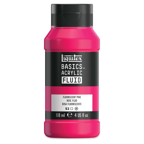 Liquitex Basics Acrylic Fluid Paint - Fluorescent Pink, 118 ml