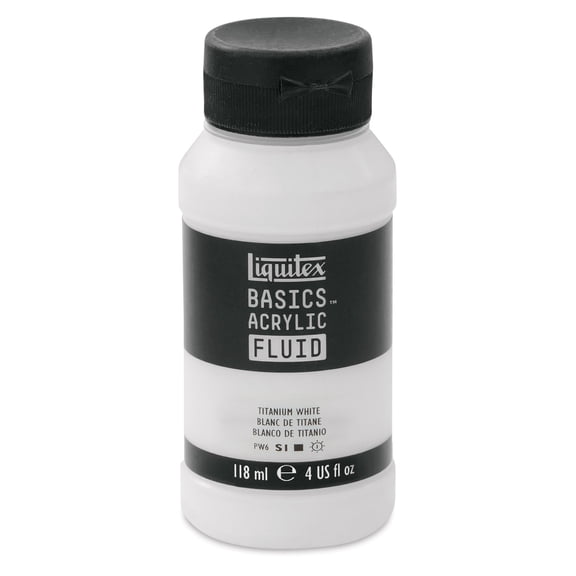 Liquitex Basics Acrylic Fluid Paint - Titanium White, 118 ml
