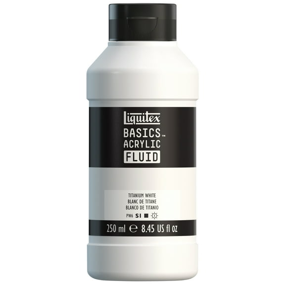 Liquitex Basics Acrylic Fluid Paint - Titanium White, 250 ml