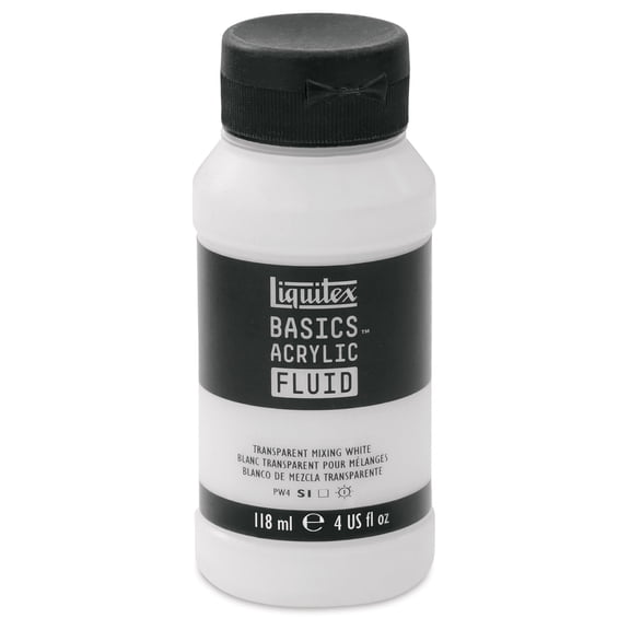 Liquitex Basics Acrylic Fluid Paint - Transparent Mixing White, 118 ml