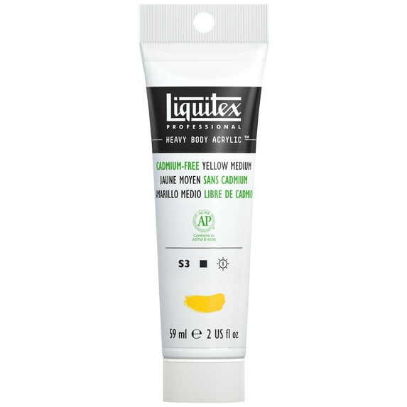 Liquitex Heavy Body Acrylic Paint, Cadmium-Free Yellow Medium, 2 Ounce Tube