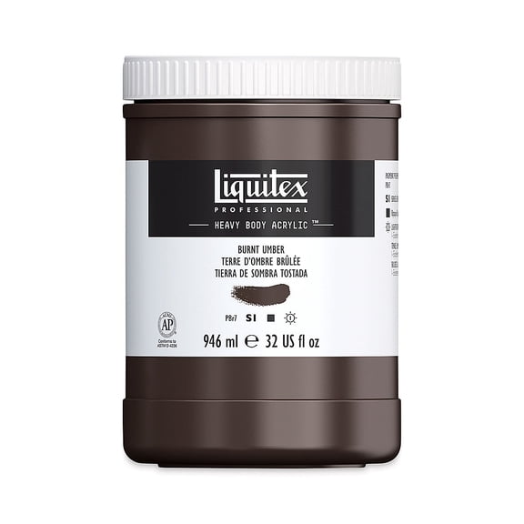 Liquitex Heavy Body Artist Acrylics - Burnt Umber, 32 oz Jar