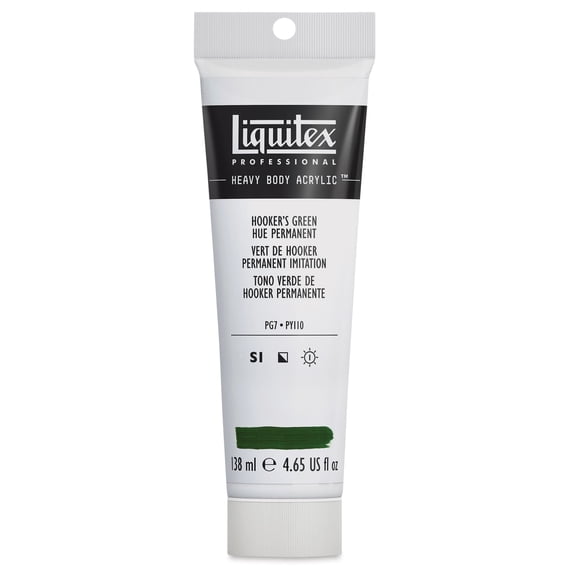 Liquitex Heavy Body Artist Acrylics - Hooker's Green Hue Permanent, 4.65 oz Tube
