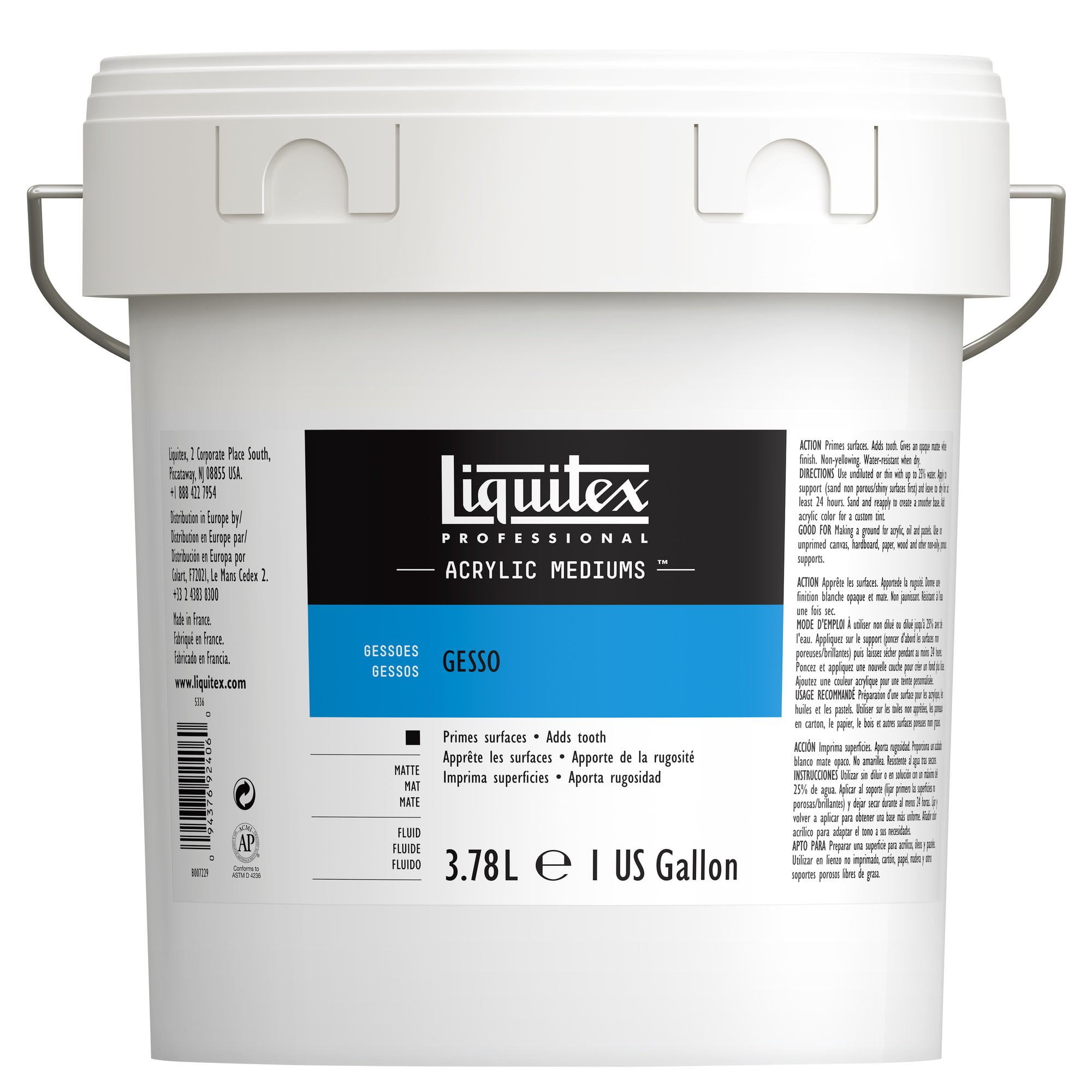 Liquitex NonToxic ReadytoUse Acrylic Gesso, 1 Gallon, Dries to a
