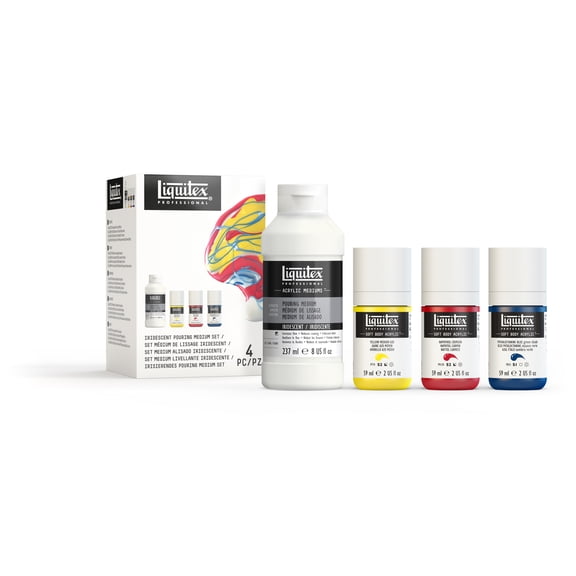 Liquitex, Pouring Medium & Soft Body Acrylic Sets, Iridescent Pouring Medium & Soft Body Acrylic Set