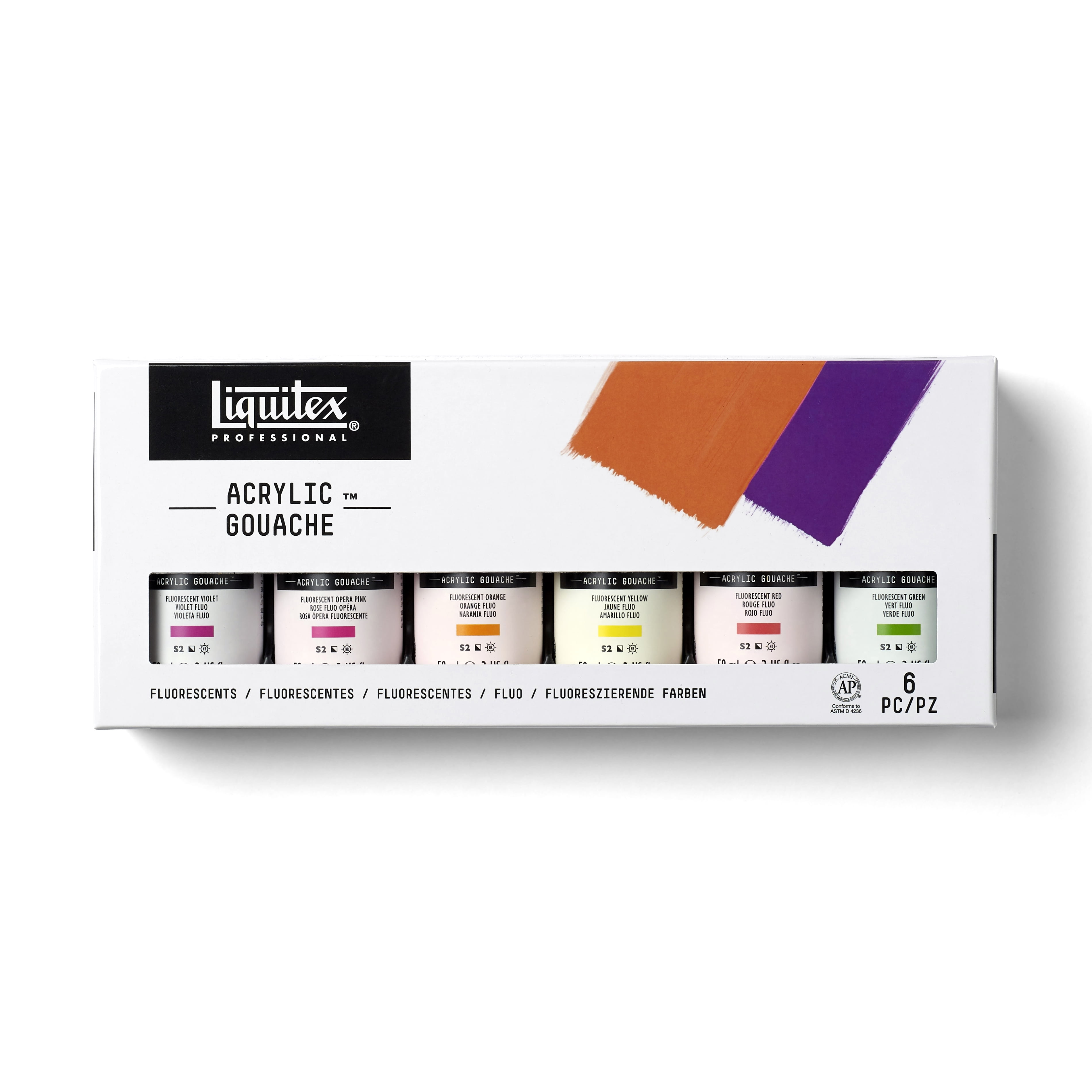Liquitex Professional Acrylic Gouache Set, 6-Colors, 59ml, Fluorescent 