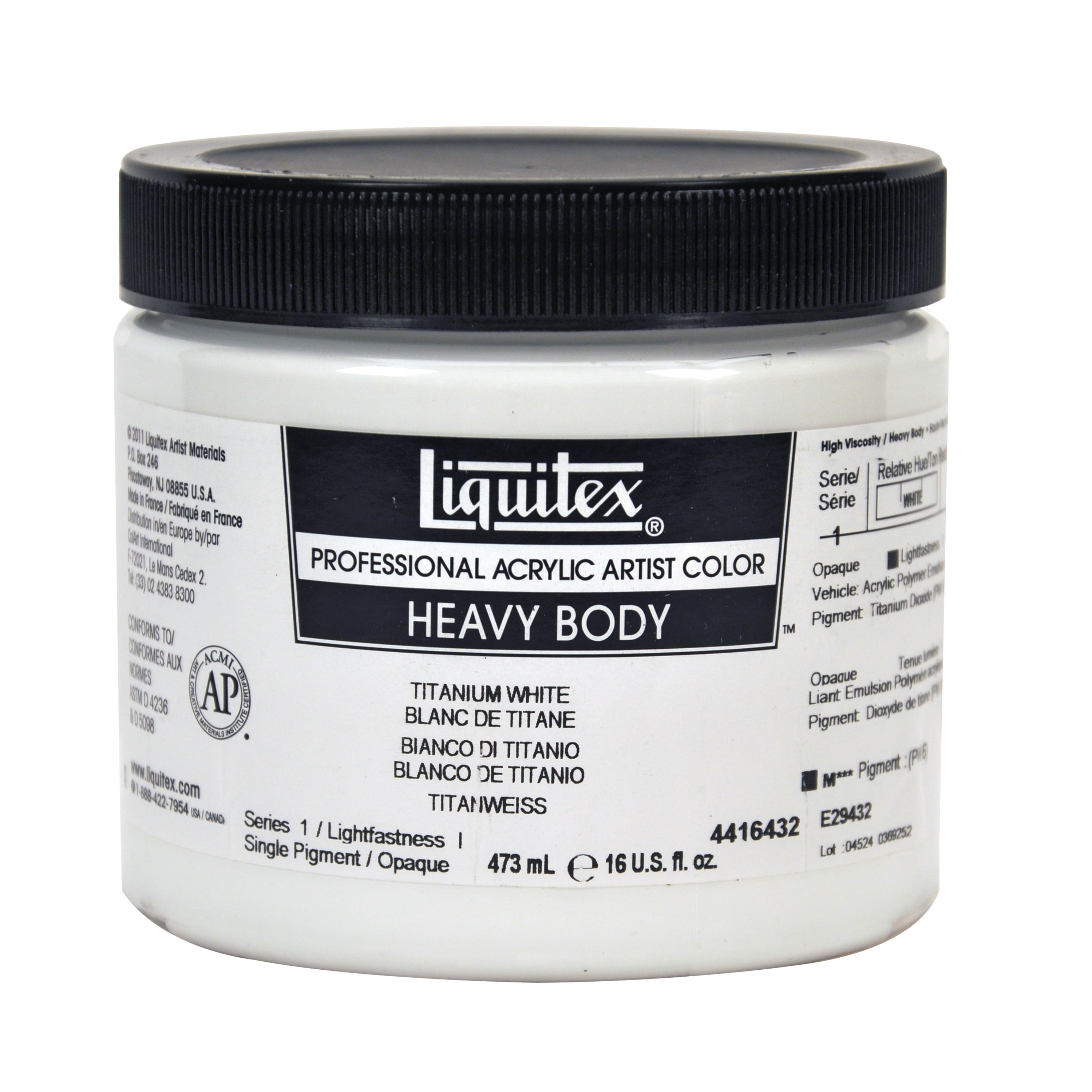 Liquitex Professional Heavy Body Acrylic Color, 16 oz. Jar, Titanium White
