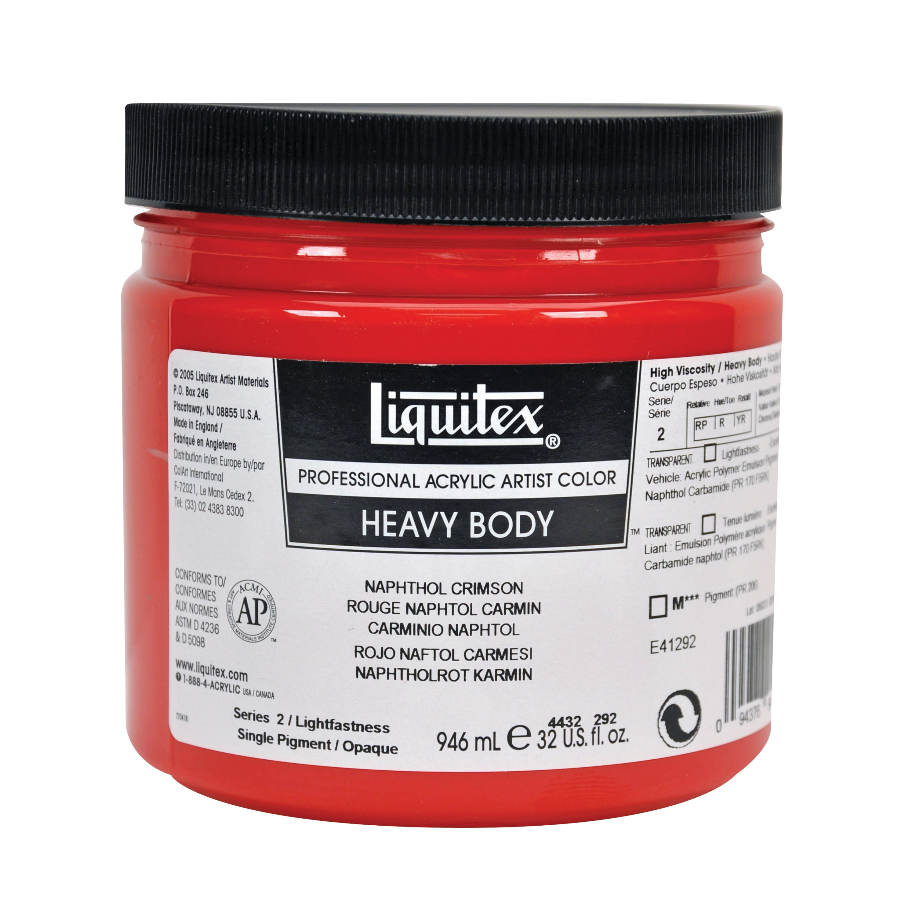Liquitex Professional Heavy Body Acrylic Color, 32 oz. Jar, Naphthol Crimson