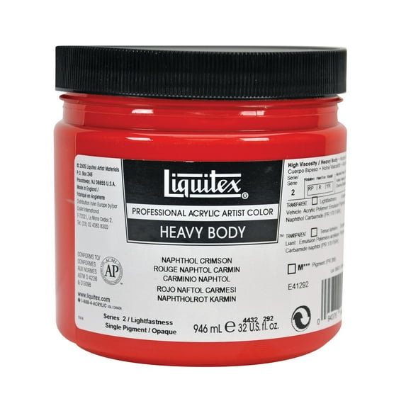Liquitex Professional Heavy Body Acrylic Color, 32 oz. Jar, Naphthol Crimson