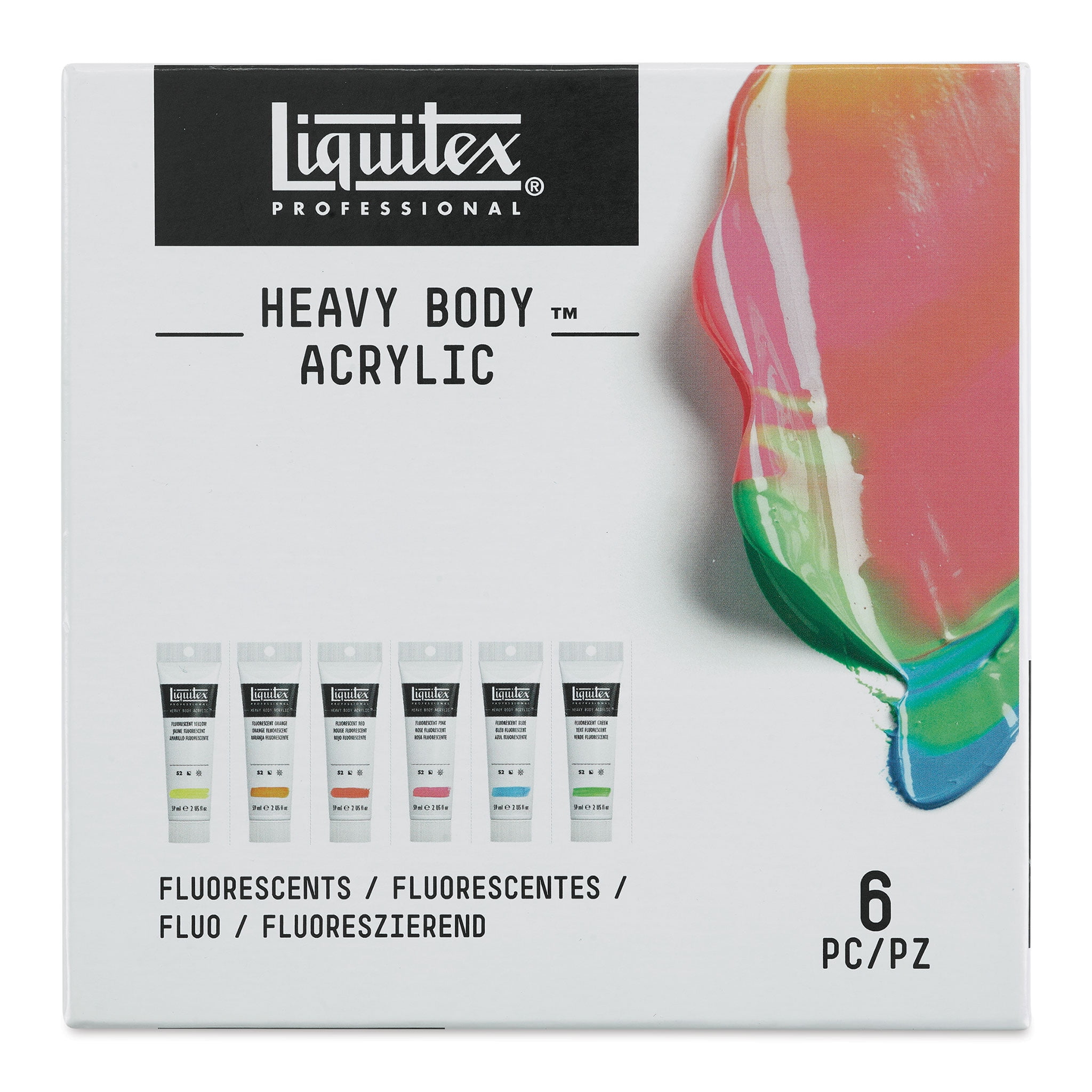 Liquitex Professional Heavy Body Acrylic Paint - Set of 6, Fluorescent  Colors, 59 ml, Tubes 