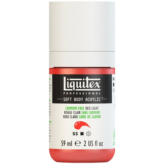 Liquitex Professional Soft Body Acrylic Color, 2 oz. Bottle, Cadmium-Free Red Light