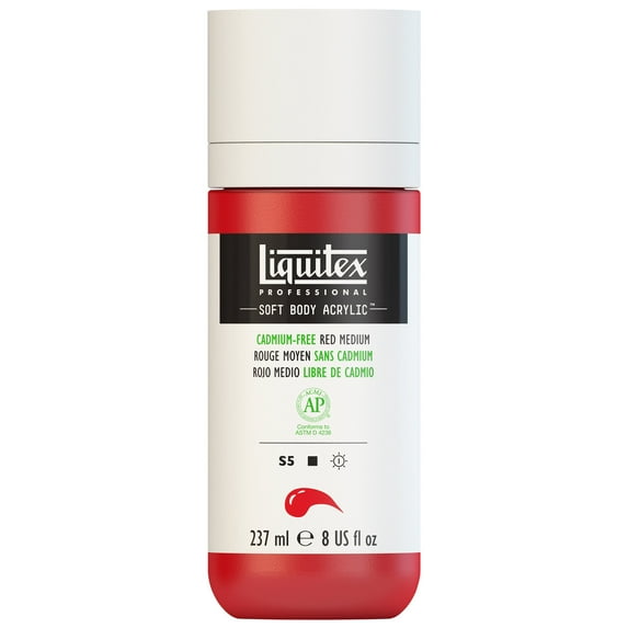 Liquitex Professional Soft Body Acrylic Color, 8 oz. Bottle, Cadmium-Free Red Medium