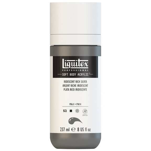 Liquitex Professional Soft Body Acrylic Color, 8 oz. Bottle, Iridescent Rich Silver