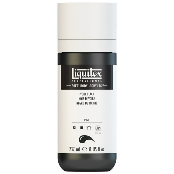 Liquitex Professional Soft Body Acrylic Color, 8 oz. Bottle, Ivory Black