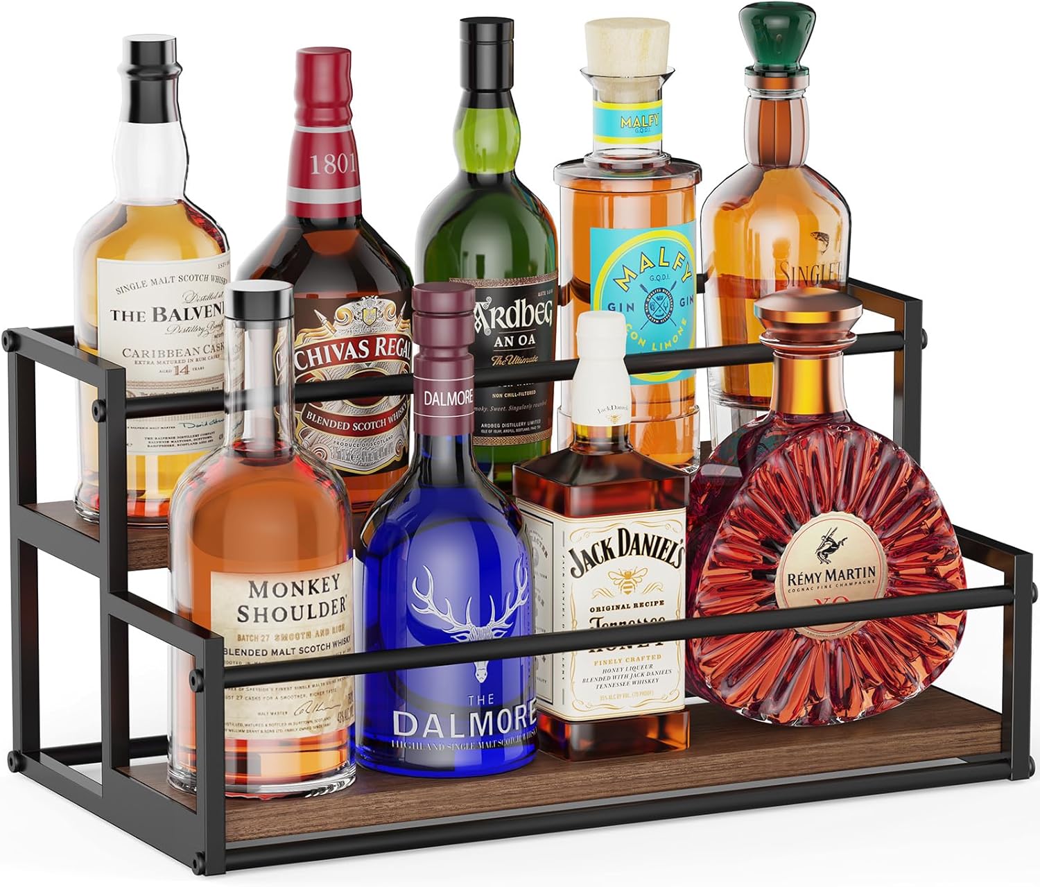 Liquor Bottle Display Shelf 2 Tier Rack Holder Bar Stand for Wine ...