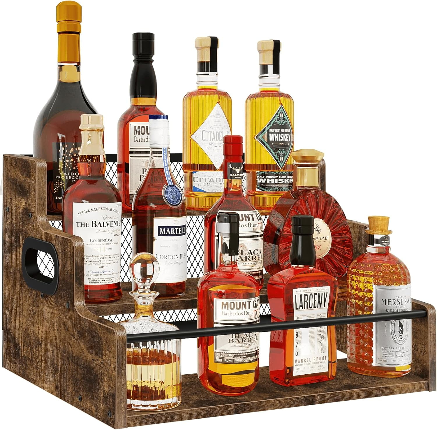 Liquor Bottle Display Shelf, Coffee Syrup Rack Organizer, 3 Step ...