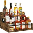 thumbnail image 1 of Liquor Bottle Display Shelf, Coffee Syrup Rack Organizer, 3 Step Countertop Wine Rack, Mini Bar, Retro Bar Shelf Stand for Whiskey, Spirits, 1 of 6