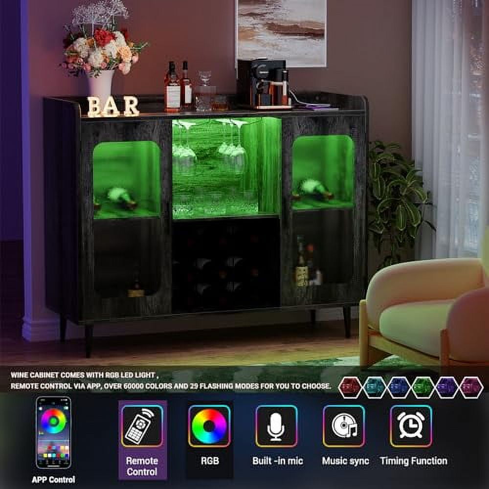 Liquor Bar with Power Outlet and LED Light, Wine Bar